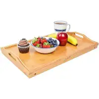 Kozy Kitchen Foldable Breakfast Tray- Large Organic Bamboo Folding Serving Tray- Laptop Desk, Bed Table, Lap Desk| 100%