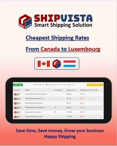 ShipVista provides the cheapest shipping rates from Canada to Luxembourg Whether you are an individu...