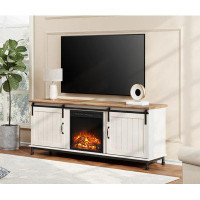 Gracie Oaks 58'' Farmhouse TV Stand Entertainment Centre With Fireplace For Living Room, Bedroom