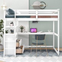 Red Barrel Studio Full Size Loft Bed With Desk And Shelves