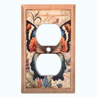 WorldAcc Metal Light Switch Plate Outlet Cover (Colourful Monarch Butterfly Damask Letter - Single Duplex)