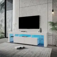 Wrought Studio Modern Gloss TV Stand For 80 Inch TV , 20 Colors LED TV Stand W/Remote Control Lights