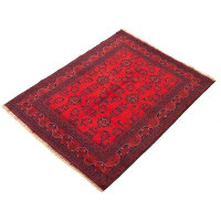 Isabelline One-of-a-Kind Allaina Hand-Knotted 2010s Esari Turkman Red 5'11" x 7'5" Wool Area Rug