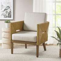 Bayou Breeze Rattan Upholstered Accent Arm Chair