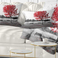 East Urban Home Landscape Printed Tree over Park Bench Lumbar Pillow