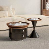 HIGH CHESS Home living room Modern coffee table Round drawer combination coffee table