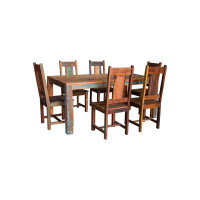 Loon Peak Csoma Solid Reclaimed Wood Rectangular Dining Table In Multi-colour