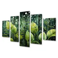 Bay Isle Home™ Ferns Plant Gossamer Veil II - Floral Canvas Print - 5 Panels