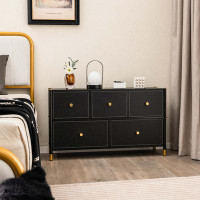 Ebern Designs Ebern Designs 5-drawer Fabric Dresser Tower Wide Chest Of Drawers Storage Organizer Bedroom