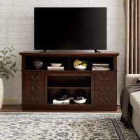 Alcott Hill Traditional TV Media Stand Farmhouse Rustic Entertainment Console For TV Up To 65" With Open And Closed Stor