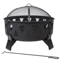 17 Stories 24" H x 34" W Steel Wood Buring Outdoor Fire Pit with Lid
