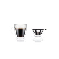 Bodum Pour Over Coffee Dripper Set With Double Wall Mug And Permanent Filter