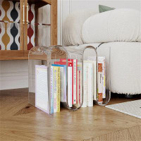 Wrought Studio Ins Style Acrylic Transparent Edge Several Creative Home Bookstand Storage Shelf S-Shaped Floor Bookcase