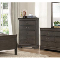 Alcott Hill Classic Louis Philippe Style Stained Grey Finish 1Pc Chest Of 5X Drawers Traditional Design Bedroom Furnitur