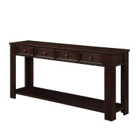 Ceballos 63" Pine Wood Console Table With 4 Drawers And 1 Bottom Shelf For Entryway Hallway Easy Assembly 63 Inch Long S