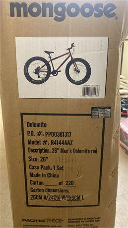 Mongoose Dolomite Mens Fat Tire Mountain Bike, 26-inch Wheels, 4-Inch Wide Knobb in Mountain in Ontario