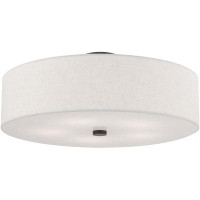 Latitude Run® Meridian Lighting Lights English Bronze Ceiling Mount - Transitional Style Fixture With Hand Crafted Oatme