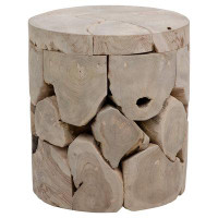 The Twillery Co. Kishun 18-inch Round Bleached Teak Root Block Style End Table