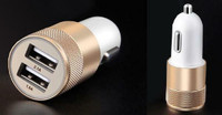 Overfly Universal USB Car Charger - 2.1A and 1.0A Double Car Lighter charger - Gold