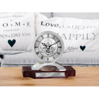 Red Barrel Studio Personalized Engrave Clock Desk Silver Moving Gear Table Engineer Retirement Gift Engineering Graduati