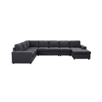Latitude Run® Latitude Run® Modular Sectional Sofa with Reversible Chaise in Dark Gray Linen