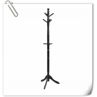 Alcott Hill Wood Coat Rack Freestanding, Entryway Height Adjustable Coat Stand With 9 Hooks & Stable Tri-Legged Base, Ru