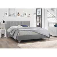 Brayden Studio Grey Upholstered Bed With Chrome Legs, Includes Mattress Support. Double 54''