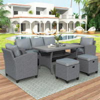 Wildon Home® 6-Piece Outdoor Rattan Wicker Set Patio Garden Backyard Sofa