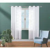 Ebern Designs Ashantai Geometric Semi-Sheer Thermal Grommet Curtain Panels