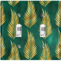 WorldAcc Metal Light Switch Plate Outlet Cover (Yellow Jungle Leaves Plant Green - Single Toggle)