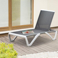 Wrought Studio Wrought Studio Portable Outdoor Chaise Patio Lounge Chair, With 5-Level Adjustable Back Wheels Breathable