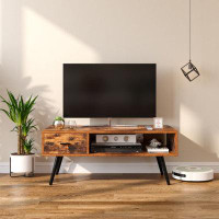 Latitude Run® Retro Rectangular Coffee Table With Drawer And Storage Shelf
