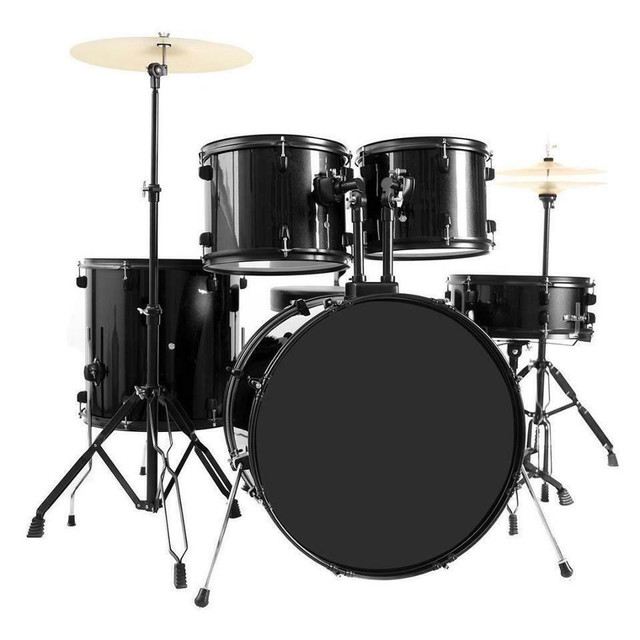 BRAND NEW ON SALE ! ADULT 5 PCS COMPLETE ADULT BLACK DRUM SET FULL SIZE AS LOW AS $ 309.95 SUPER DEAL in Drums & Percussion in Manitoba