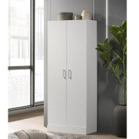 Hokku Designs Pisklo White 60" Height Simplistic Modern Double Door Storage Cabinet