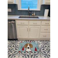 The Holiday Aisle® Winter Holiday Beagle Rectangle Microfiber Non-Slip Bath Rug