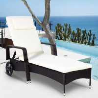 Red Barrel Studio Tion Patio Furniture Adjustable Wheels Reclining Chaise Lounge with Cushion