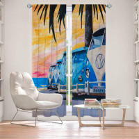 East Urban Home Lined Window Curtains 2-panel Set for Window Size by Markus Bleichner - Blue VW Bus Line