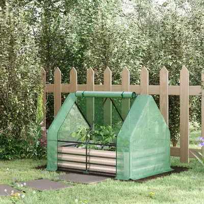 Garden Bed with Greenhouse 50" x 37.4" x 36.2" Green