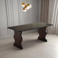 Orren Ellis French retro simple rectangular solid wood dining table (pine)