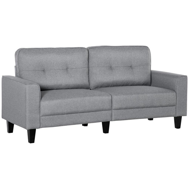 3-SEATER SOFA, MID-CENTURY LINEN COUCH WITH UPHOLSTERED SEAT in Couches & Futons