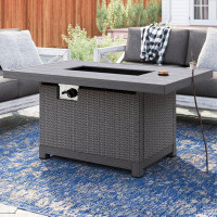 Laurel Foundry Modern Farmhouse Horrocks 24.6'' H x 50'' W Aluminum Propane Outdoor Fire Pit Table with Lid