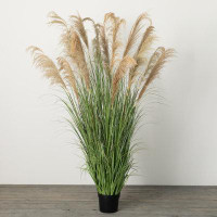 Primrue Rich Sienna 76" Artificial Plume Grass Plant in Planter