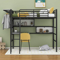 Cosmic Twin Metal Loft Bed with Bookcase and Shelves by Cosmic