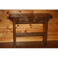 The Amish Furniture Company Barnwood Style Timber Peg - 2 Drawer Sofa Table