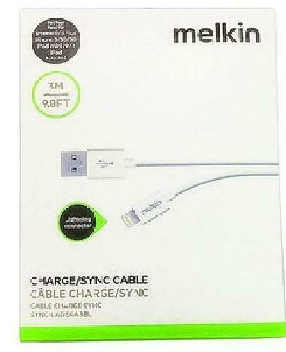 3m (9.8 ft.) melkin 8-Pin to USB Charge/Sync USB Cable - 1/Pack - White in Cables & Connectors in West Island - Image 2