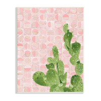Stupell Industries Prickly Pear Cactus Plant Pink Abstract Geometric Pattern