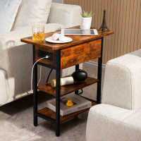 17 Stories Flip Top Side Table with USB Ports and Outlets