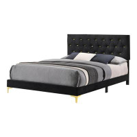 Winston Porter Tufted Panel Eastern King Bed Black And Gold