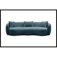 Brayden Studio Modern Curved Sofa, Boucle Fabric Couch For Bedroom, Office, Apartment,Blue-26.9" H x 93.6" W x 41.3" D