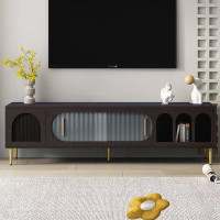 Mercer41 Modern TV Stand For 70" TV With Shelves And Cabinets, Entertainment Center TV Media Console Table